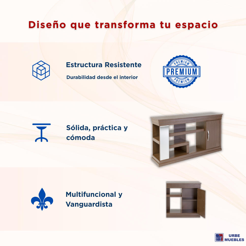 Mesa de Tv Moscú C/repisa Y Puerta Color Café 1000013605