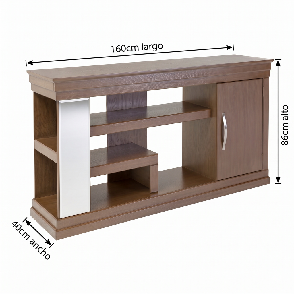 Mesa de Tv Moscú C/repisa Y Puerta Color Café 1000013605