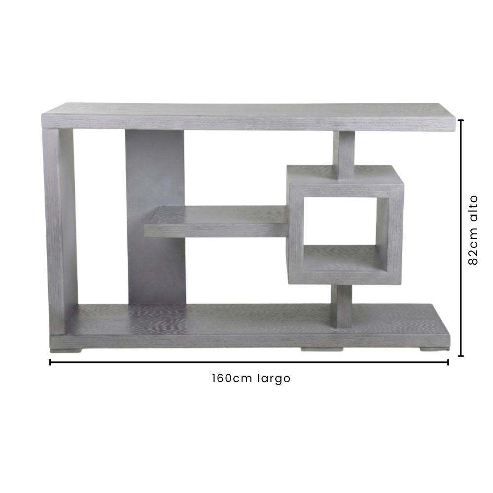Mesa de TV Moderno Bremen 1.60m Con Repisas Color Gris 1000013865