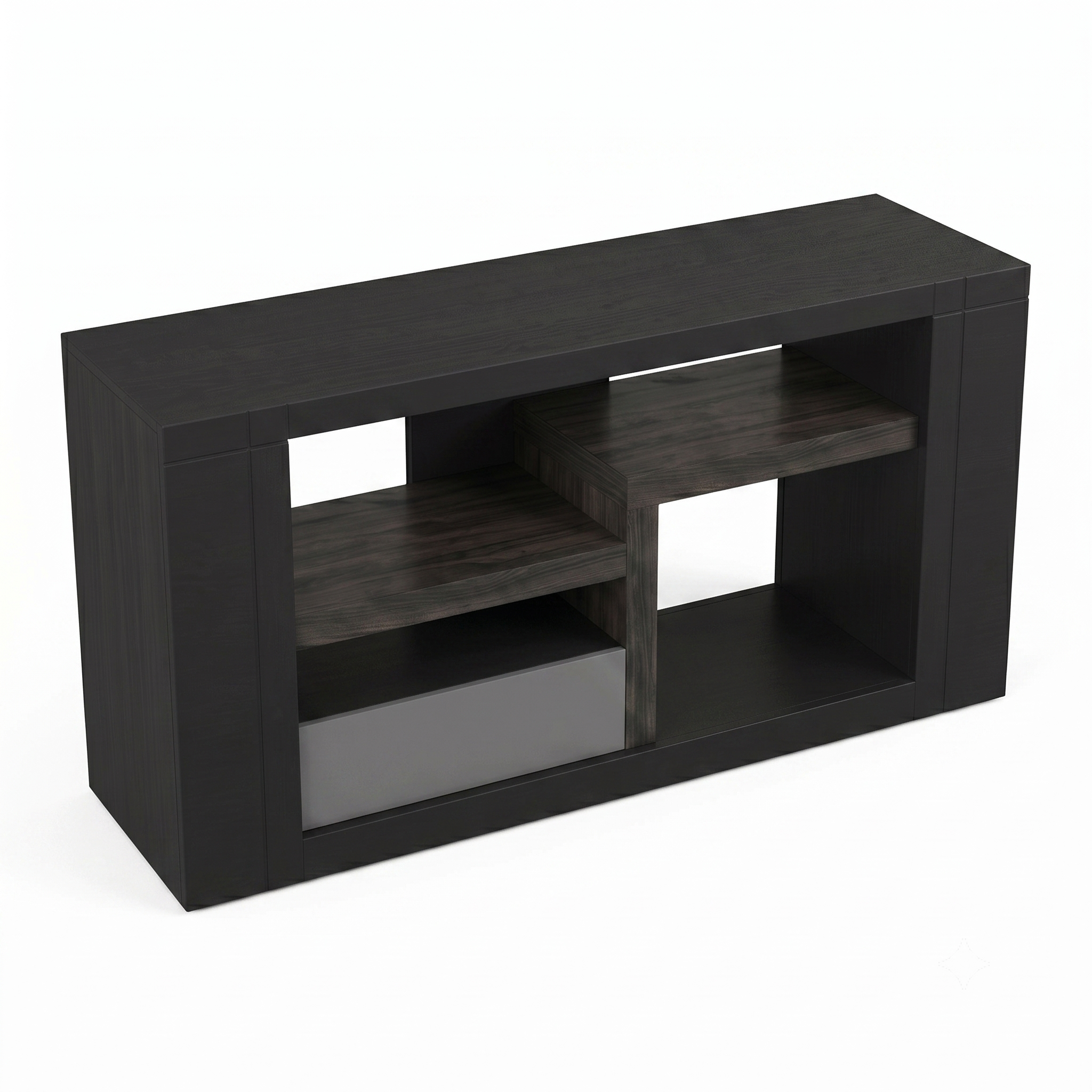 Mesa de TV Moderno Kenia Organizador con Repisas Color Negro 1000014039