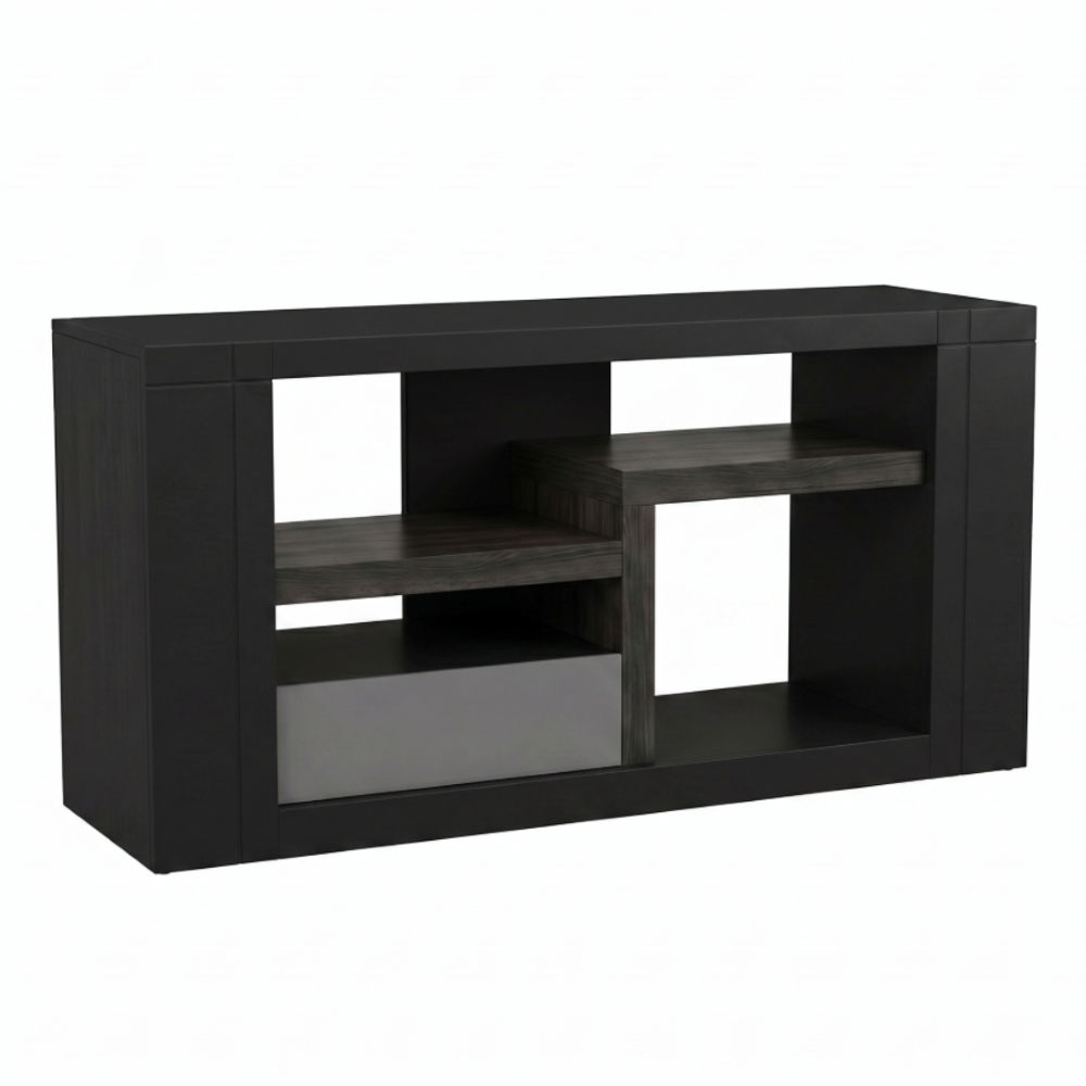 Mesa de TV Moderno Kenia Organizador con Repisas Color Negro 1000014039