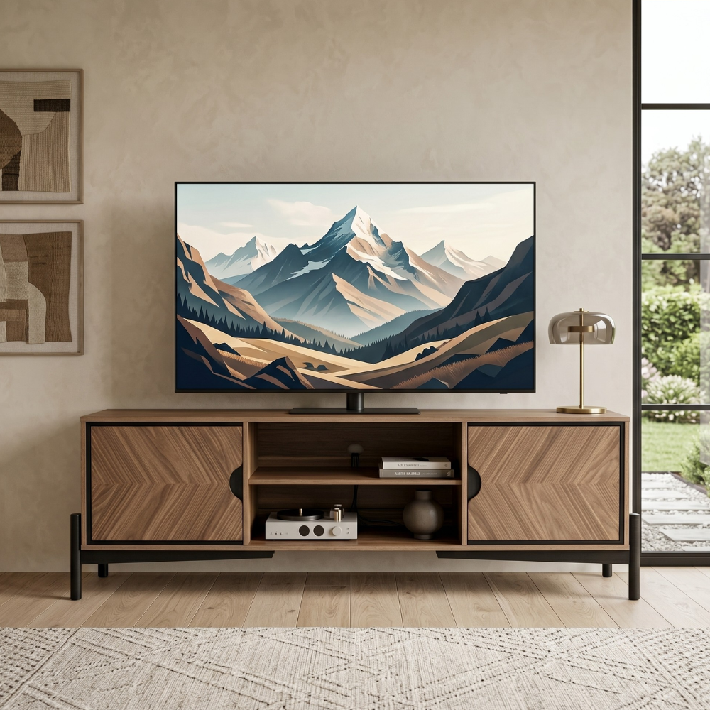 Mesa de TV Argelia Minimalista 1.80m con Puertas Color Beige 1000014042