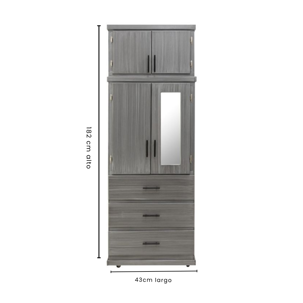 Ropero Compacto Organizador 80 cm para Ropa Color Gris 1000018419
