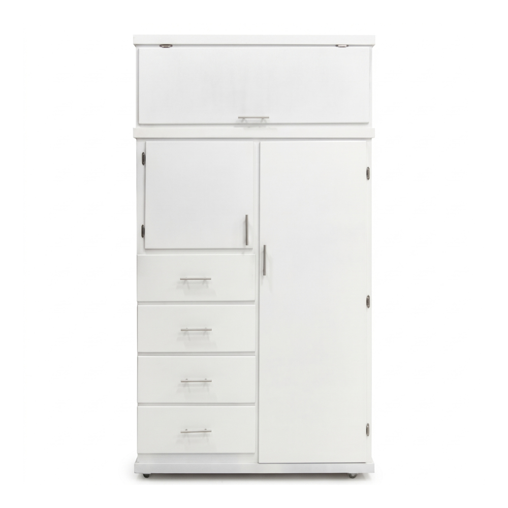 Ropero Grecia 1.20m 4 Cajones 5 Puertas Color Blanco