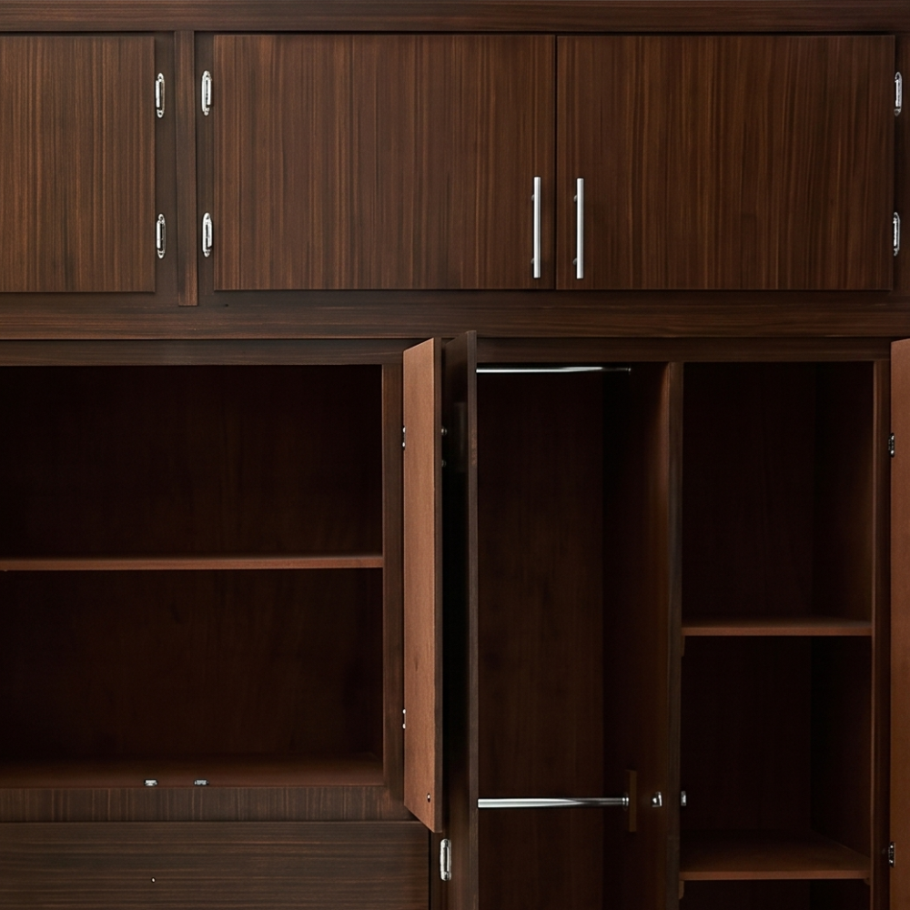 Ropero Madrid 2.40m con Cajones y Espejo Color Chocolate 1000018510