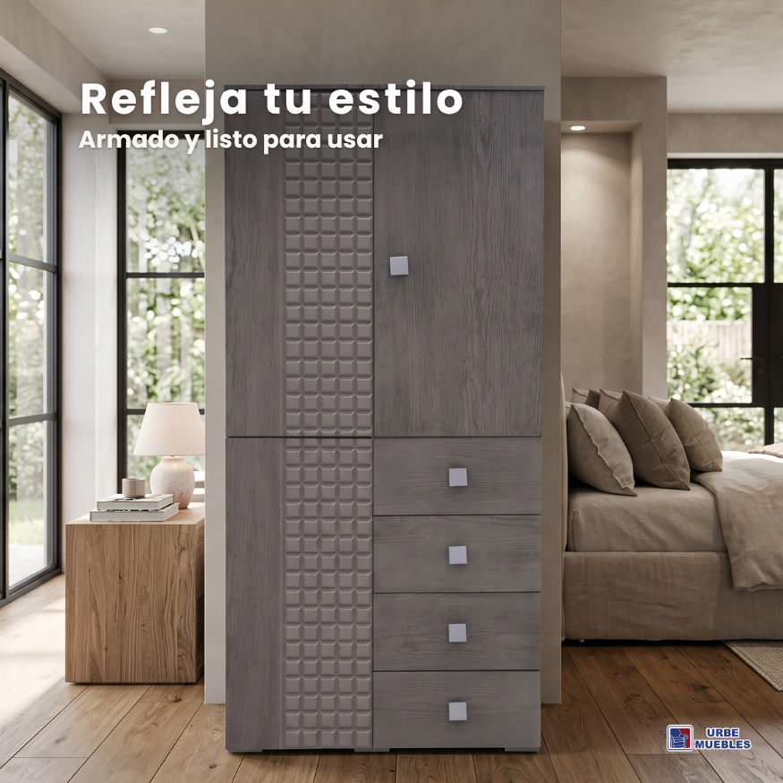 Ropero Closet California Cajones Puertas Color Gris