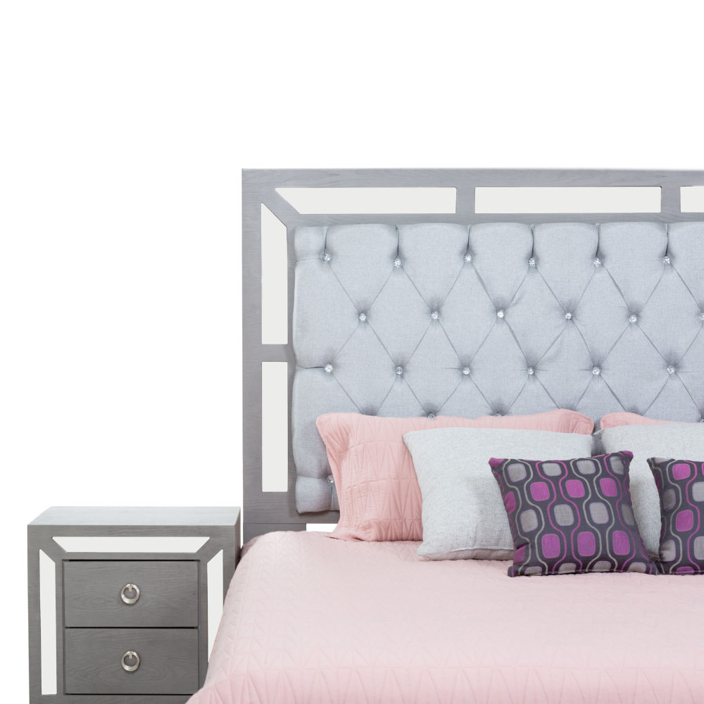 Recámara Completa King Size Emma 4 Piezas Color Gris 1000019258