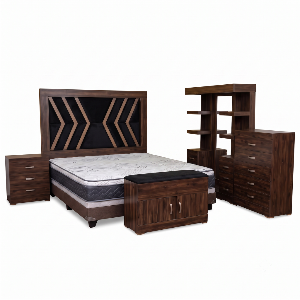 Recámara King Size Verona 6 Piezas Torres con Espejo Cajonera Baúl 1000019736