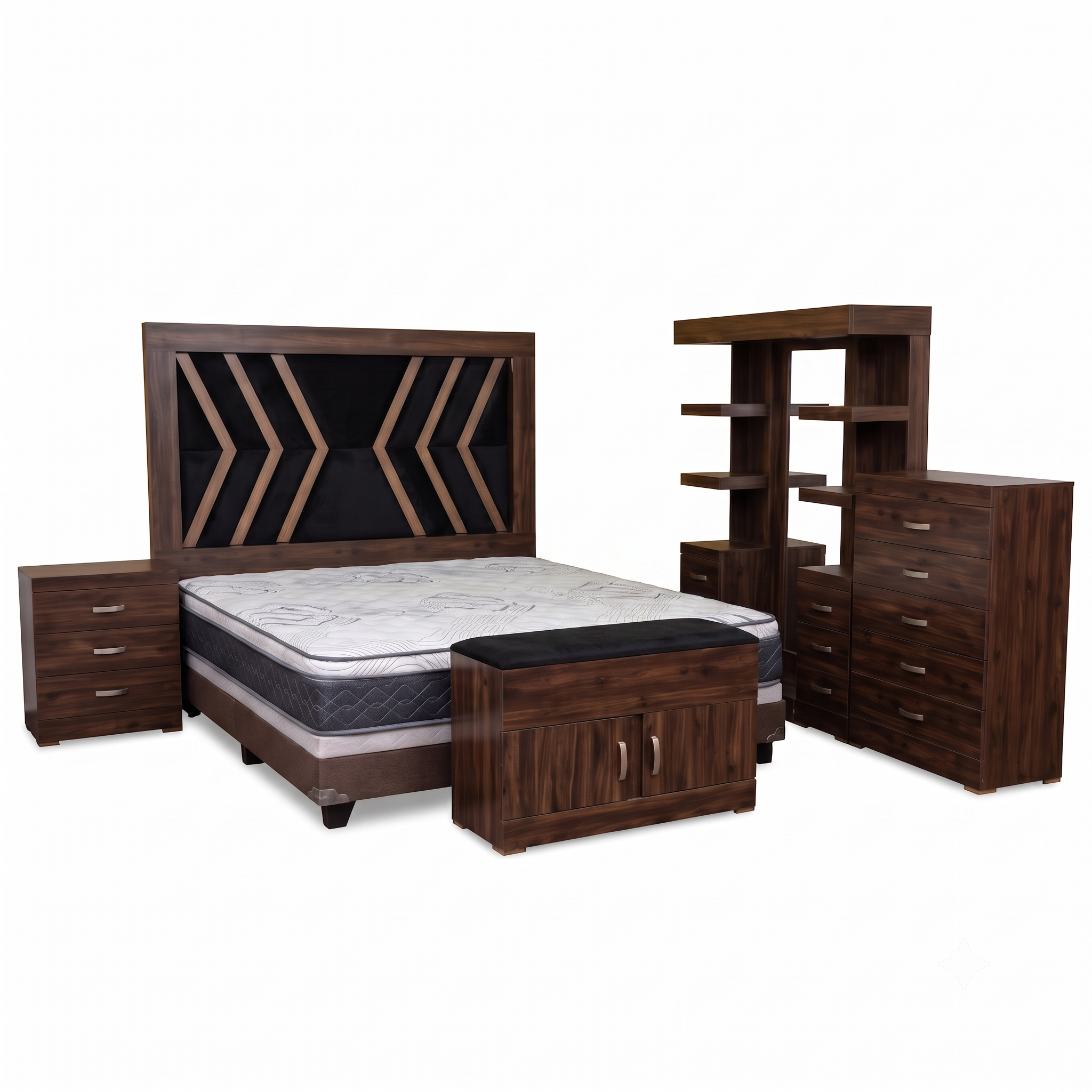 Recámara King Size Verona 6 Piezas Torres con Espejo Cajonera Baúl 1000019736