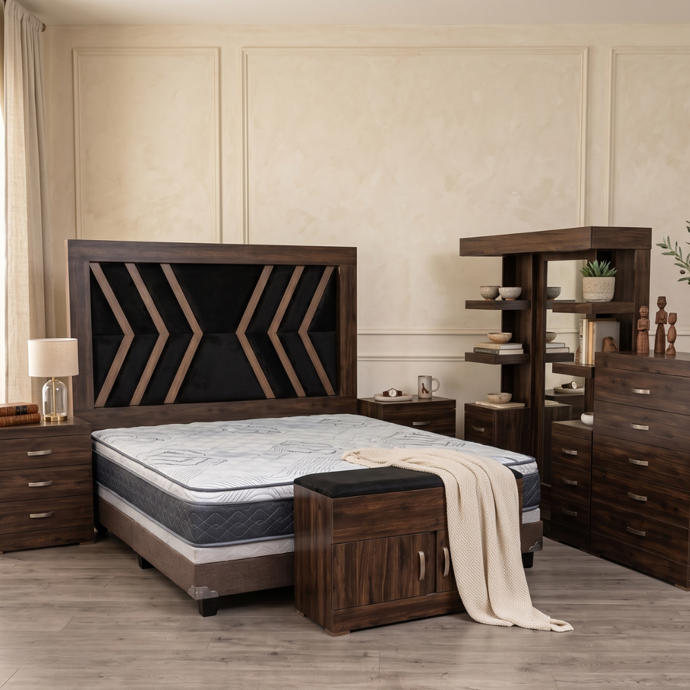 Recámara King Size Verona 6 Piezas Torres con Espejo Cajonera Baúl 1000019736
