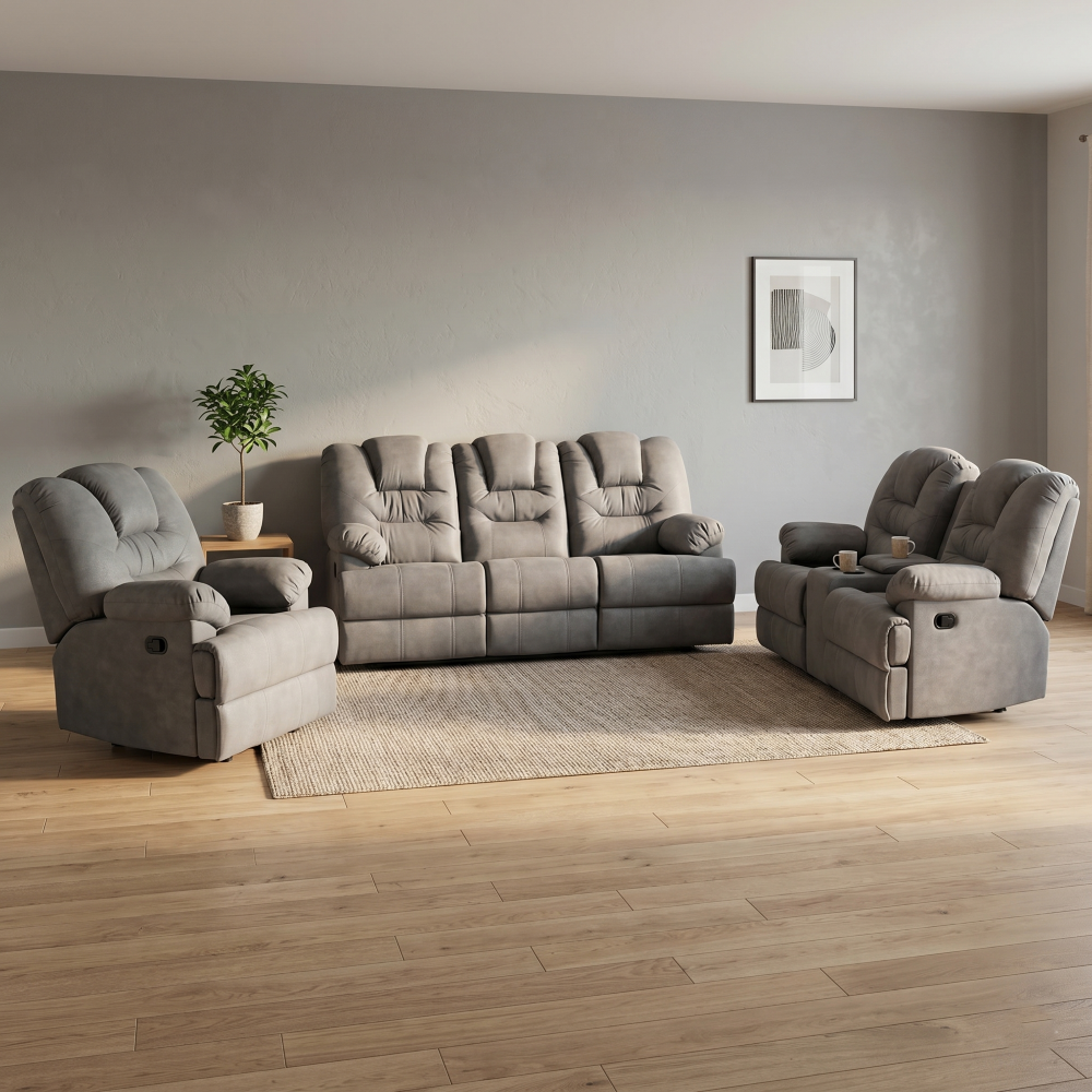 Sala Completa Reclinable (3-2-1) Ferrara 3 piezas Color Gris 1000020076
