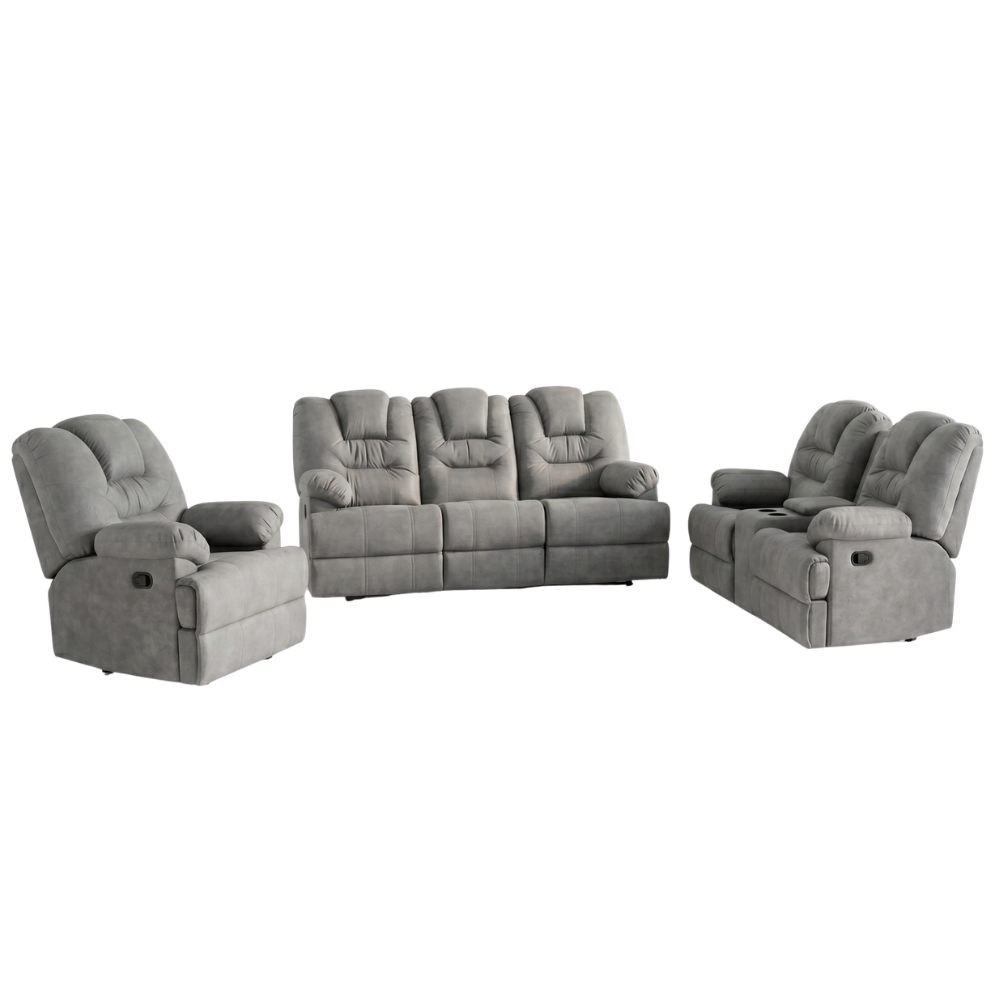 Sala Completa Reclinable (3-2-1) Ferrara 3 piezas Color Gris 1000020076