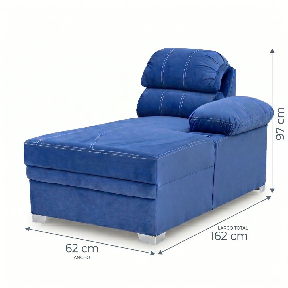 Sala Completa Esquinera Monarca 6 Plazas Con Chaise Longue Color Azul 1000020079