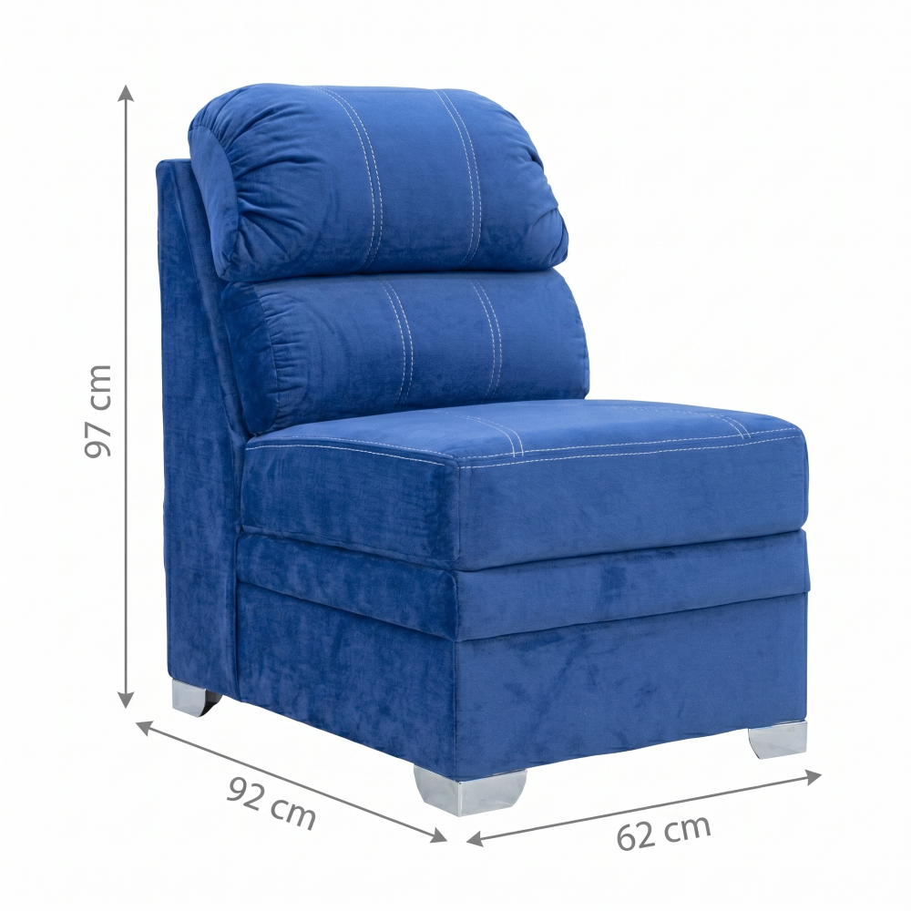 Sala Completa Esquinera Monarca 6 Plazas Con Chaise Longue Color Azul 1000020079