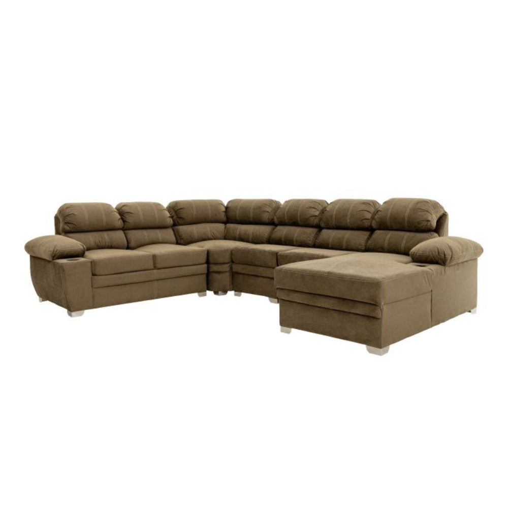 Sala Esquinera Monarca 6 Piezas Con Chaise Longue Color Café 1000020079C