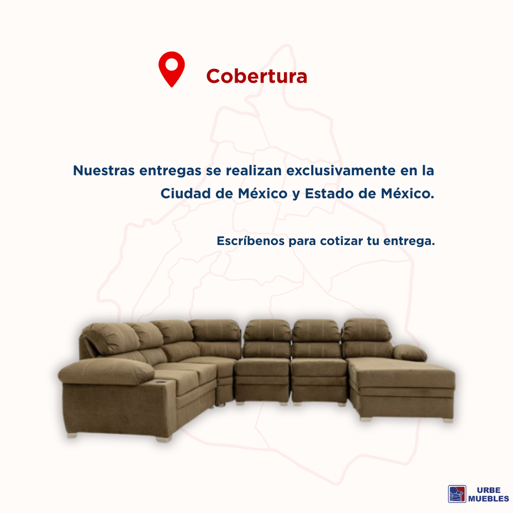 Sala Esquinera Monarca 6 Piezas Con Chaise Longue Color Café 1000020079C