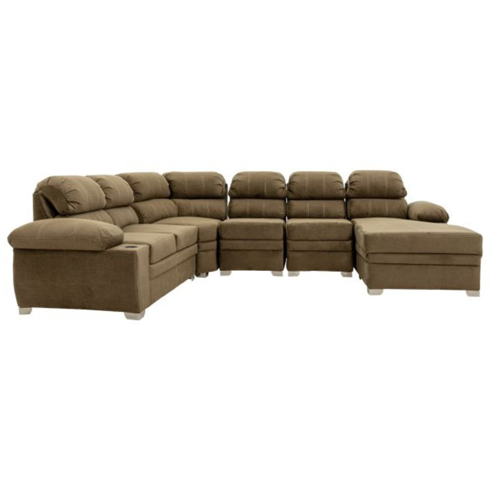 Sala Esquinera Monarca 6 Piezas Con Chaise Longue Color Café 1000020079C