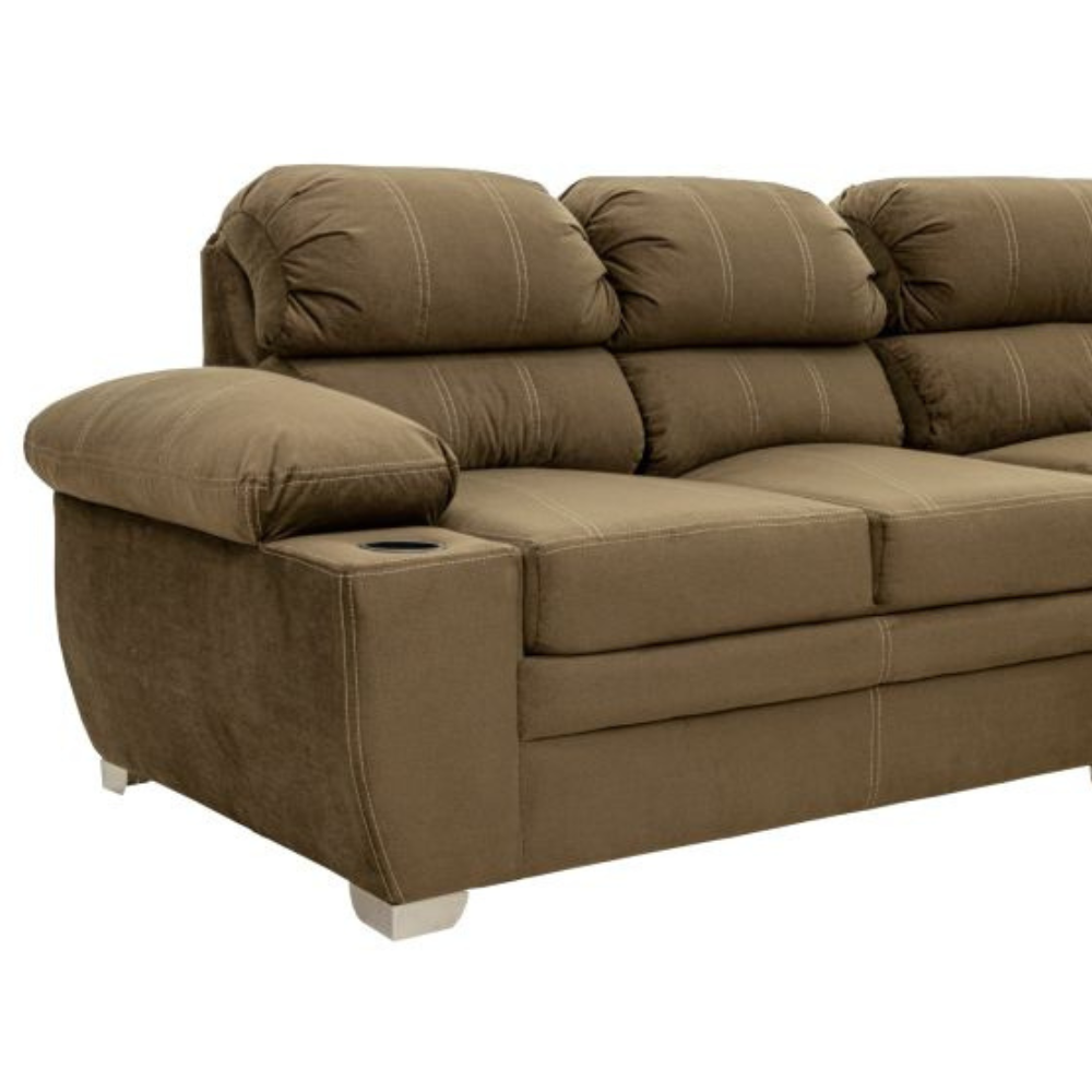 Sala Esquinera Monarca 6 Piezas Con Chaise Longue Color Café 1000020079C