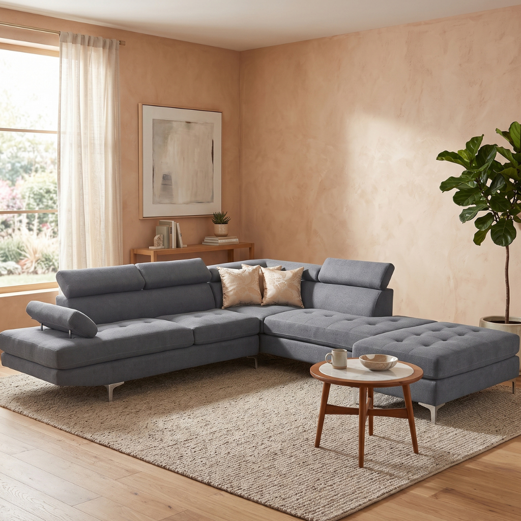 Sala Modular Ottawa Con Ottoman 4 Piezas Color Gris 1000020478