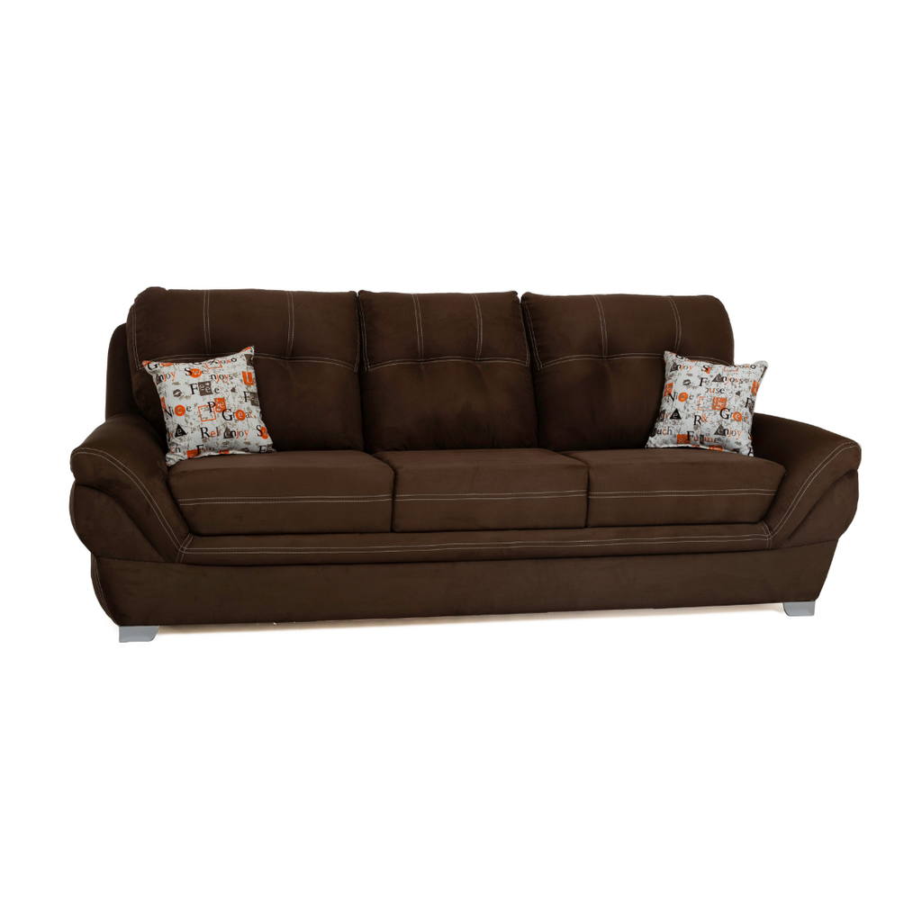 Sala Completa Britania 3 Piezas (3-2-1) Tapizada Cojines Color Chocolate 1000020209