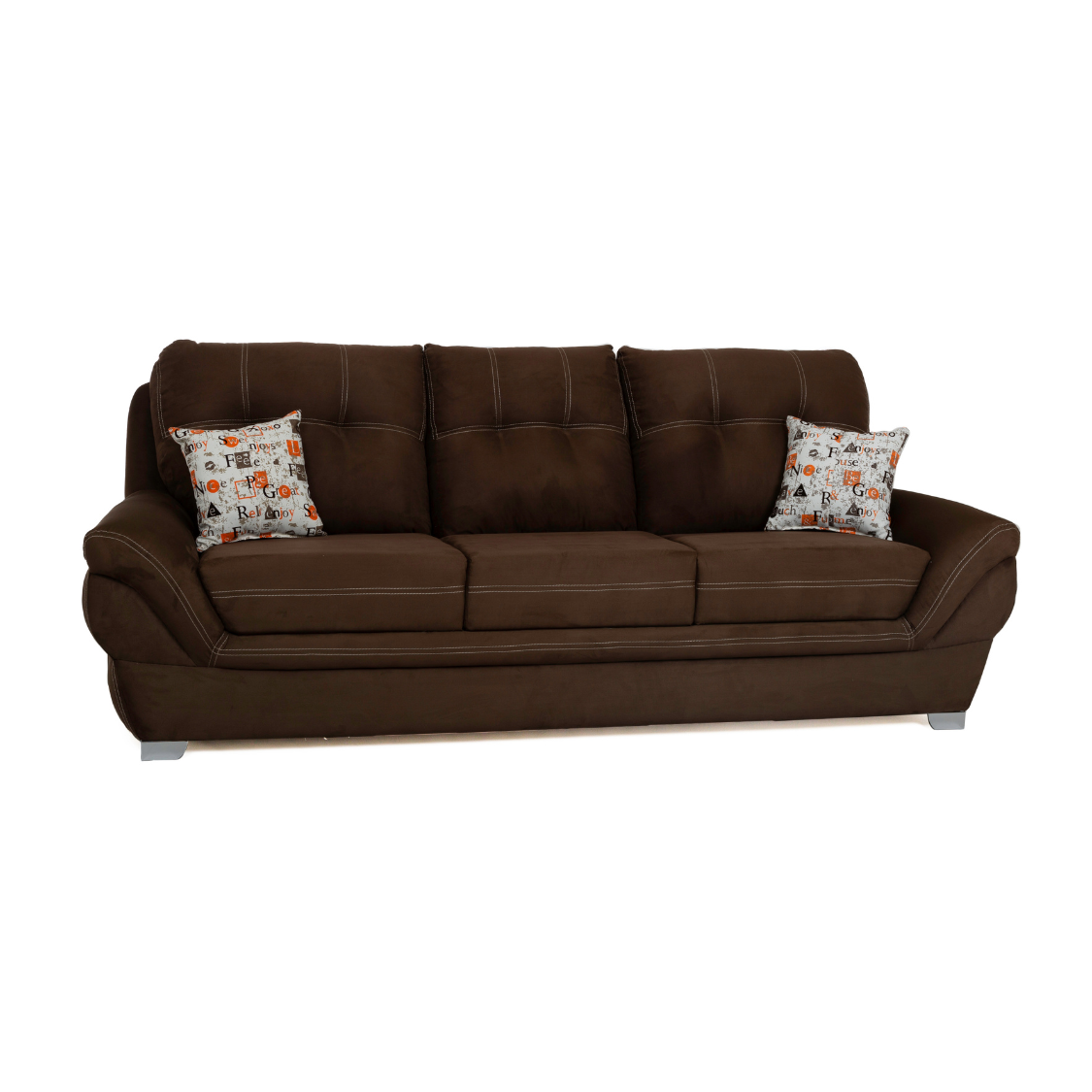 Sala Completa Britania 3 Piezas (3-2-1) Tapizada Cojines Color Chocolate 1000020209