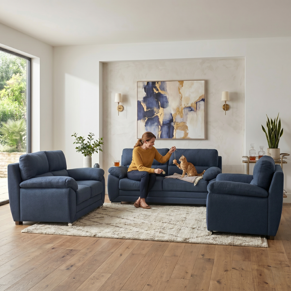 Sala Completa Siena 3 Piezas (3-2-1) Color Azul 1000020315