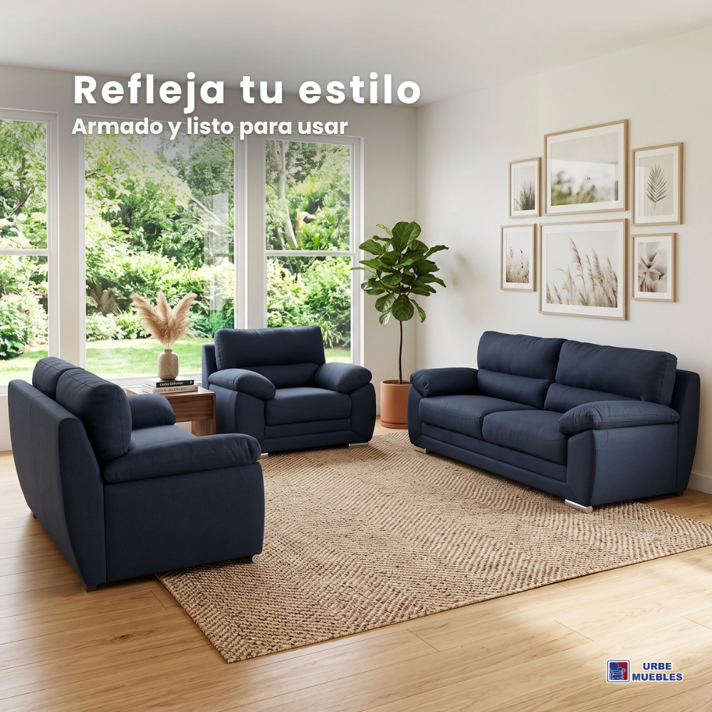 Sala Completa Siena 3 Piezas (3-2-1) Color Azul