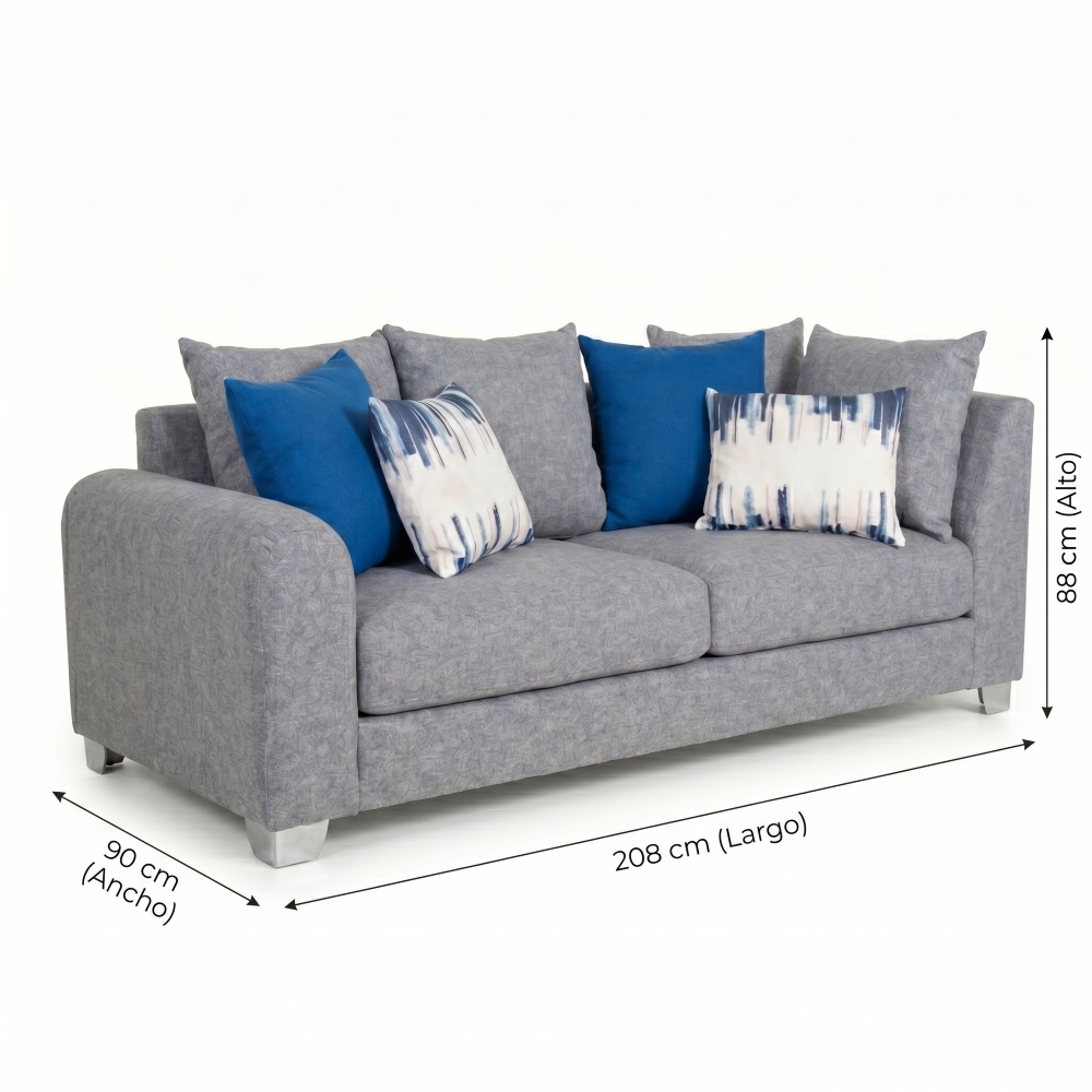 Sala Modular Blue De 3 Piezas Color Gris 1000020419