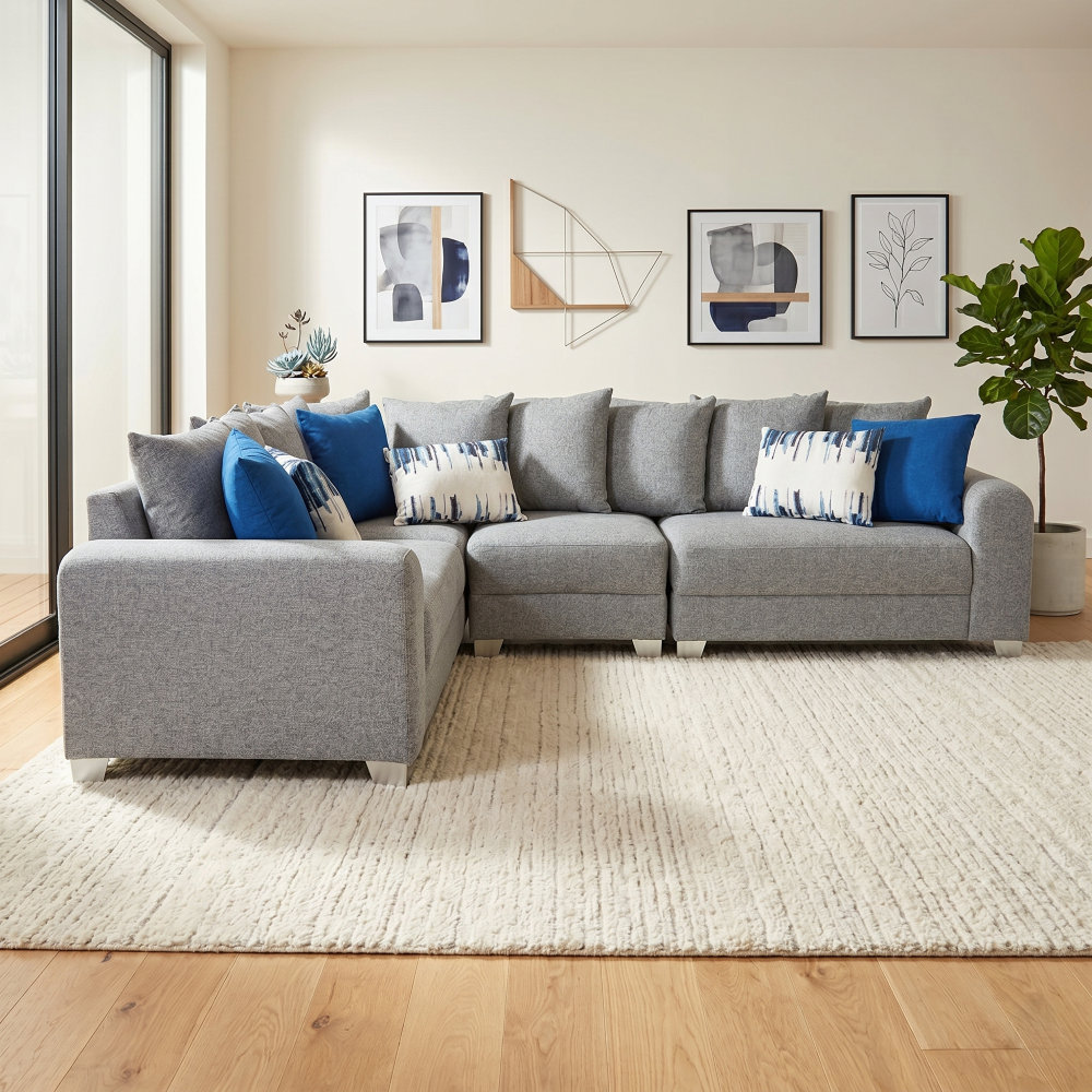 Sala Modular Blue De 3 Piezas Color Gris 1000020419
