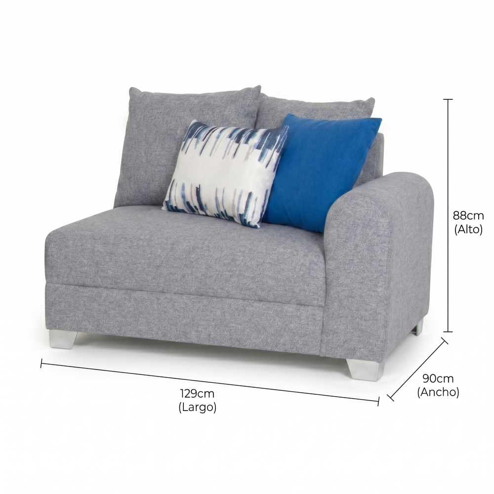 Sala Modular Blue De 3 Piezas Color Gris 1000020419