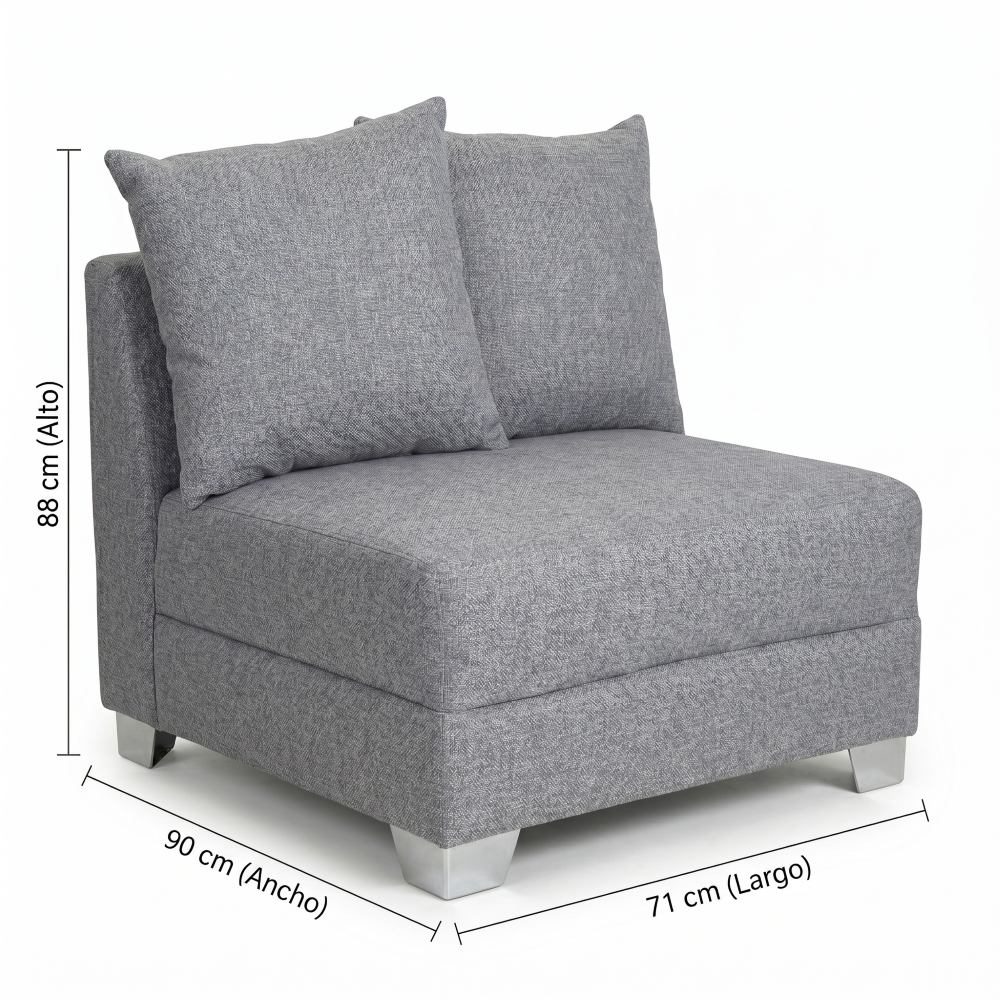 Sala Modular Blue De 3 Piezas Color Gris 1000020419