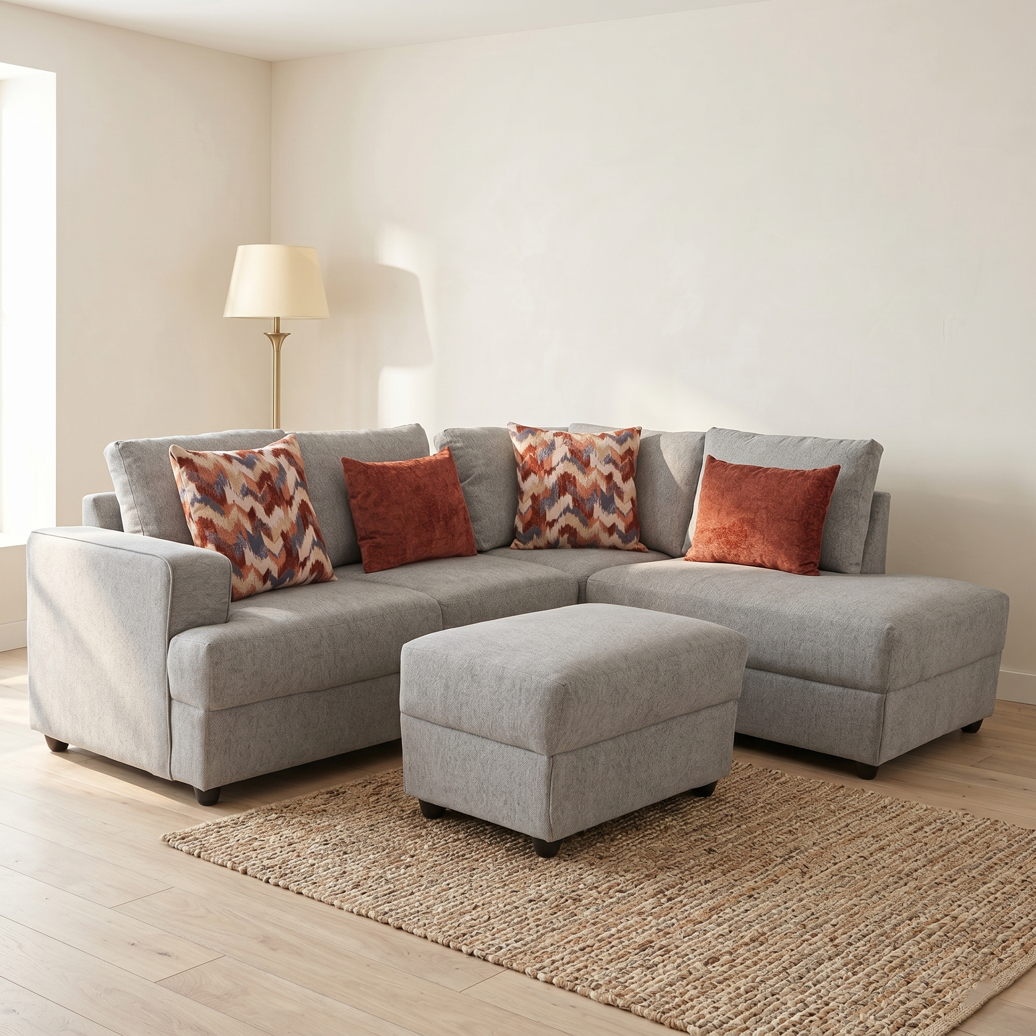 Sala Modular Adela Chaise Longue y Taburete 4 Piezas Color Gris 1000020432