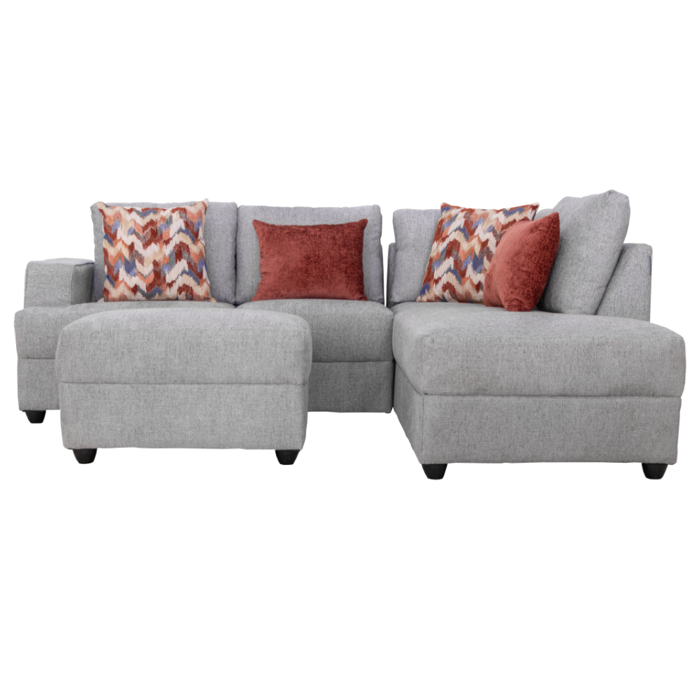 Sala Modular Adela Chaise Longue y Taburete 4 Piezas Color Gris 1000020432