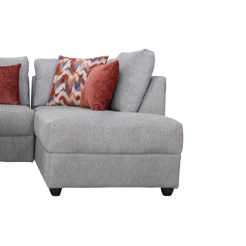 Sala Modular Adela Chaise Longue y Taburete 4 Piezas Color Gris 1000020432