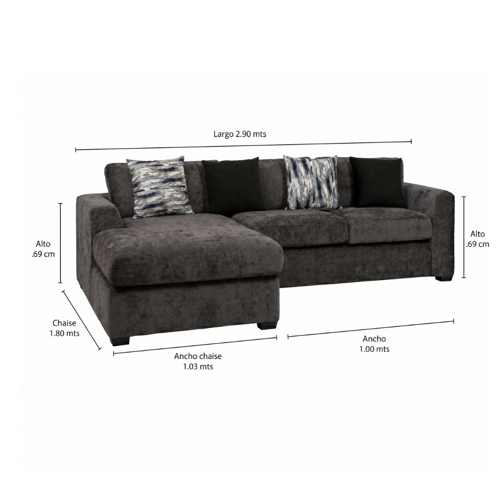Sala Esquinera Hamilton con Chaise Color Gris 1000020433