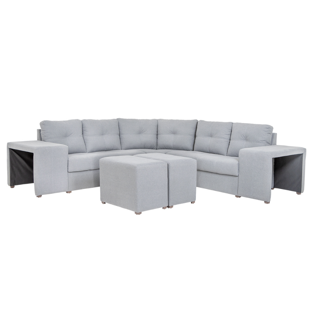 Sala Esquinera Navarra 5 Piezas Con Taburetes Color Gris 1000020463