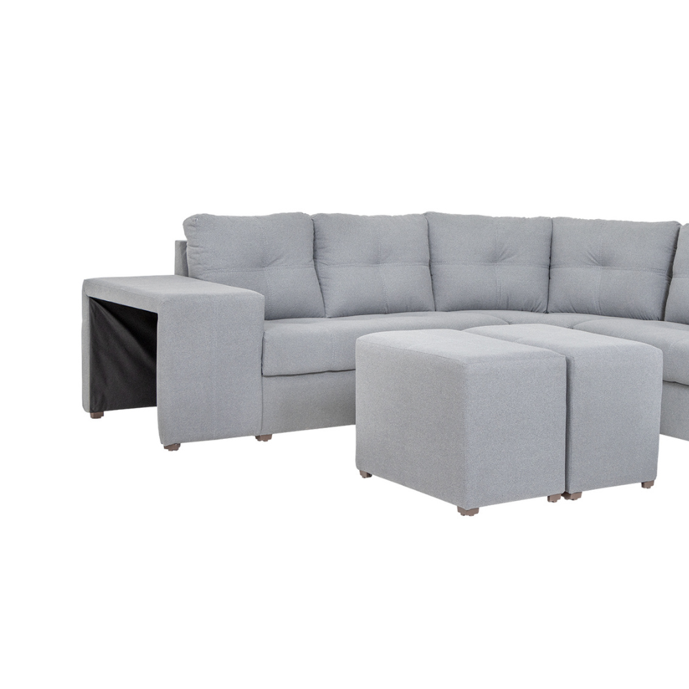 Sala Esquinera Navarra 5 Piezas Con Taburetes Color Gris 1000020463