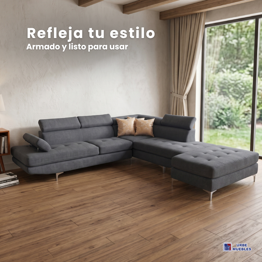 Sala Modular Ottawa Con Ottoman 4 Piezas Color Gris