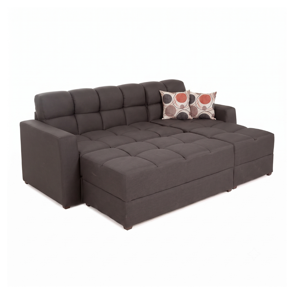 Sala Modular Andorra con Chaise Longue y Taburete Color Café 1000020869