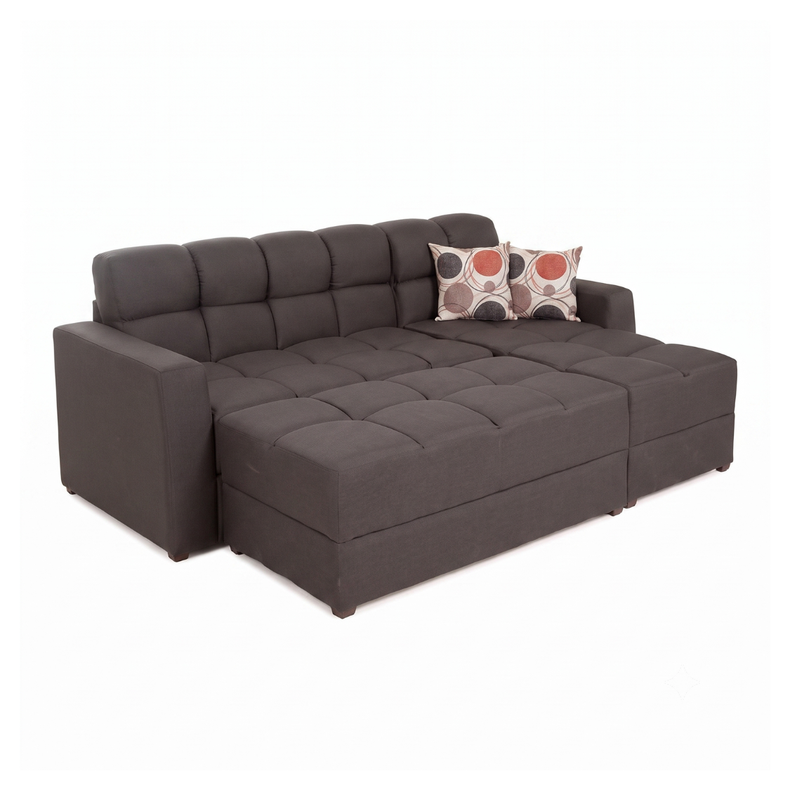 Sala Modular Andorra con Chaise Longue y Taburete Color Café 1000020869