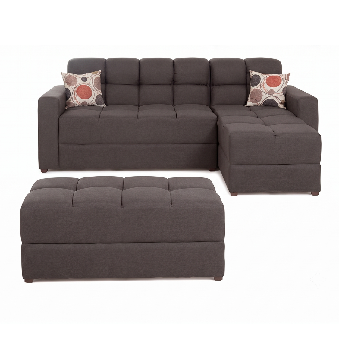 Sala Modular Andorra con Chaise Longue y Taburete Color Café 1000020869