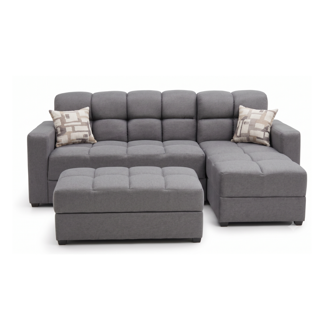 Sala Modular Andorra con Chaise Longue y Taburete Color Gris 1000020869