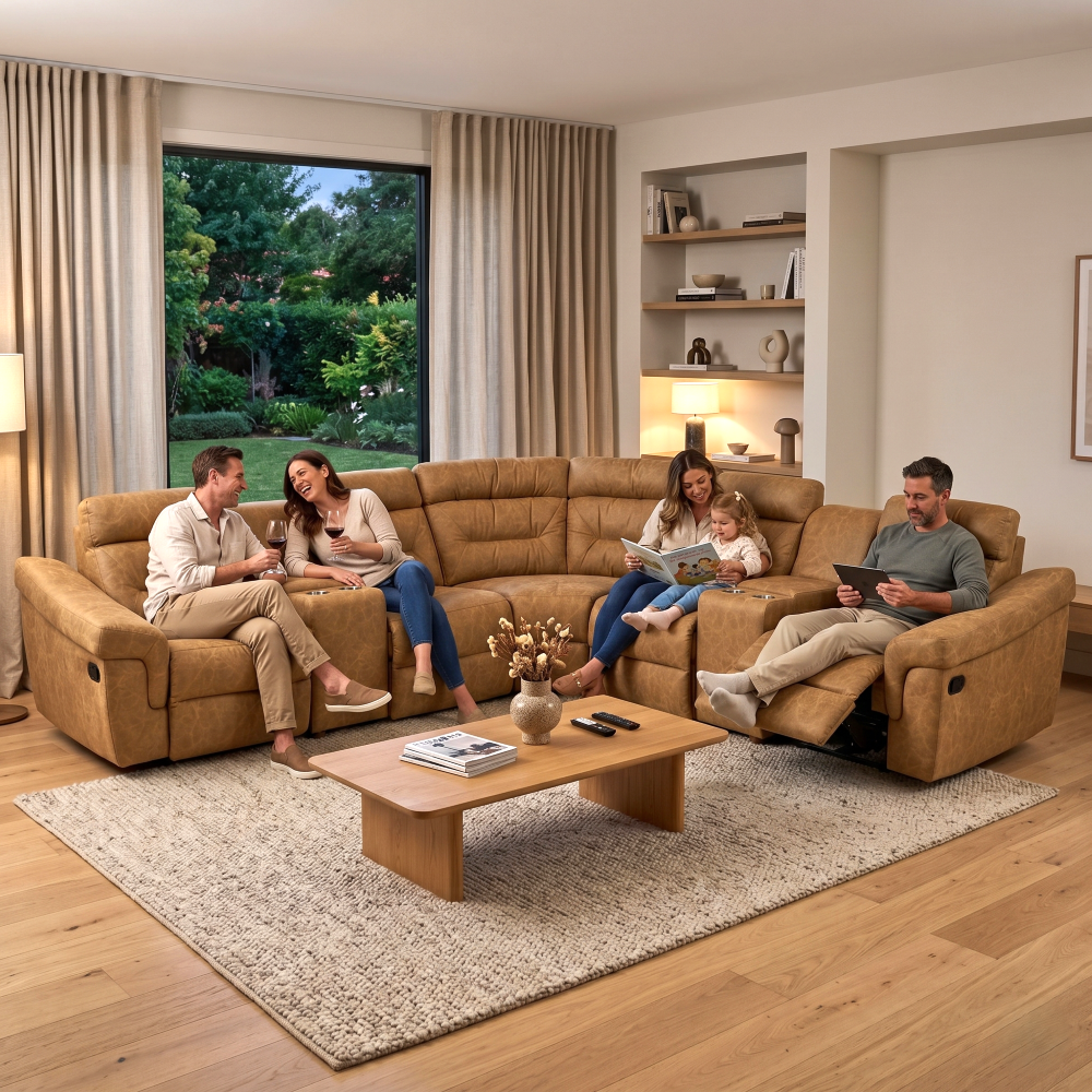 Sala Modular Esquinera Reclinable Madrid 6 Plazas Colo Camel 1000020899