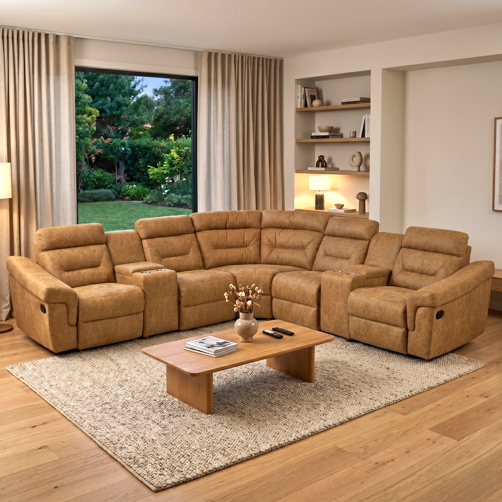 Sala Modular Esquinera Reclinable Madrid 6 Plazas Colo Camel 1000020899