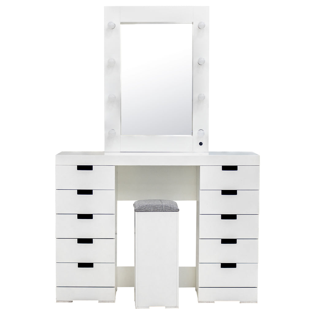 Tocador Vanity Yildi con Espejo y Focos Color Blanco 1000021503