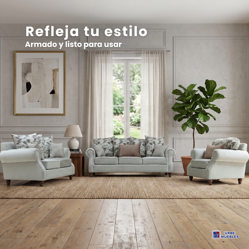 Sala Completa Alexa 3-2-1 Con Cojines Decorativos Color Arena