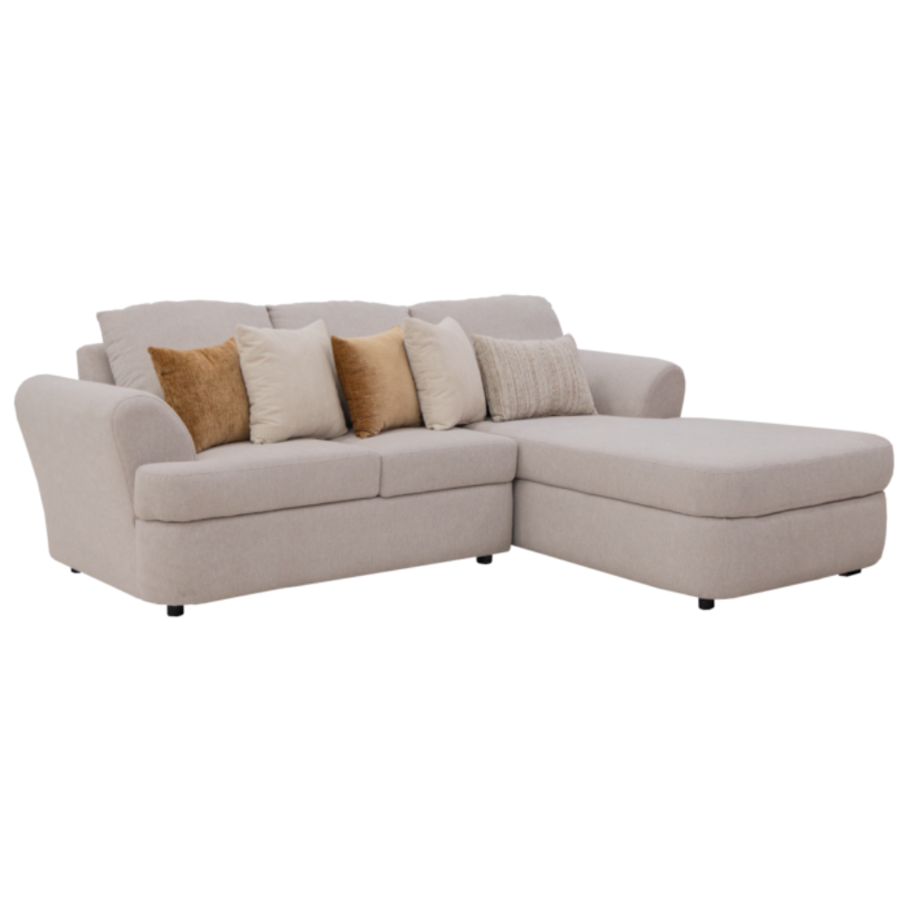 Sala Modular Creta 2 Piezas Con Chaise Longue con Cojines Color Beige 1000021517