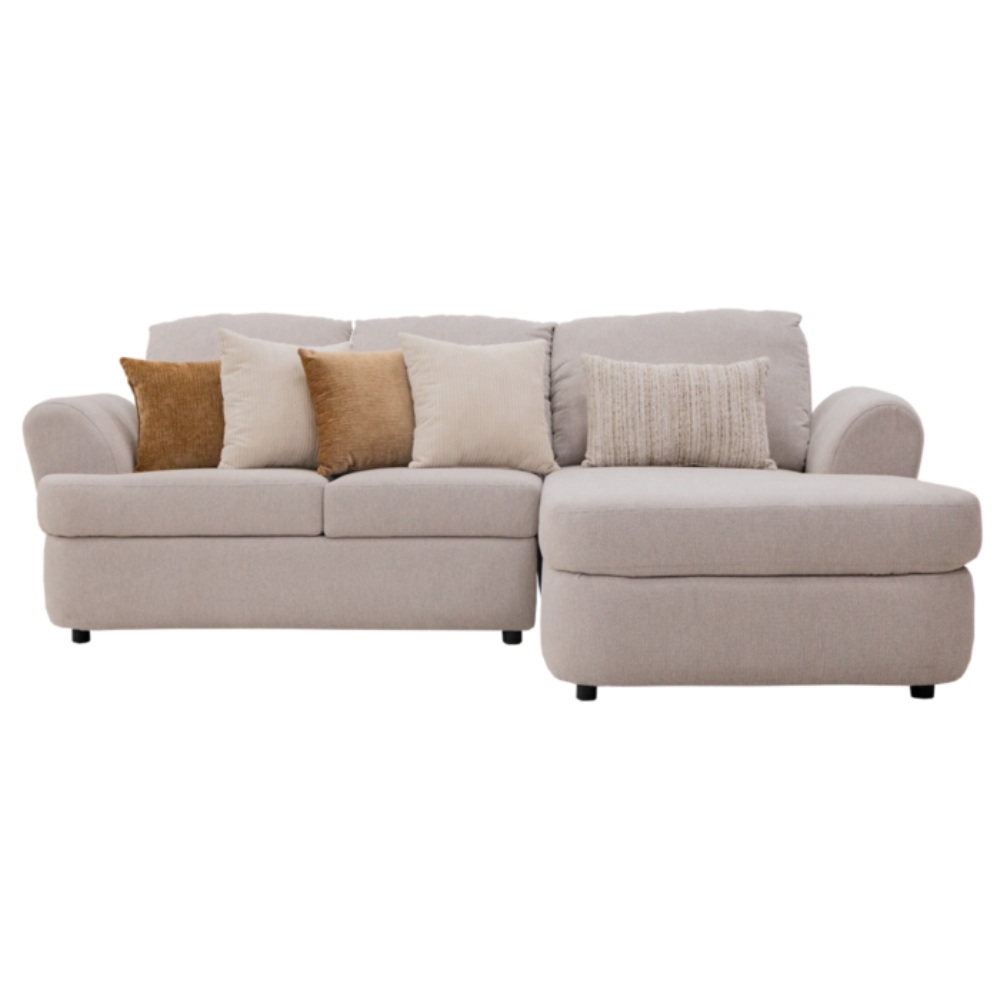 Sala Modular Creta 2 Piezas Con Chaise Longue con Cojines Color Beige 1000021517