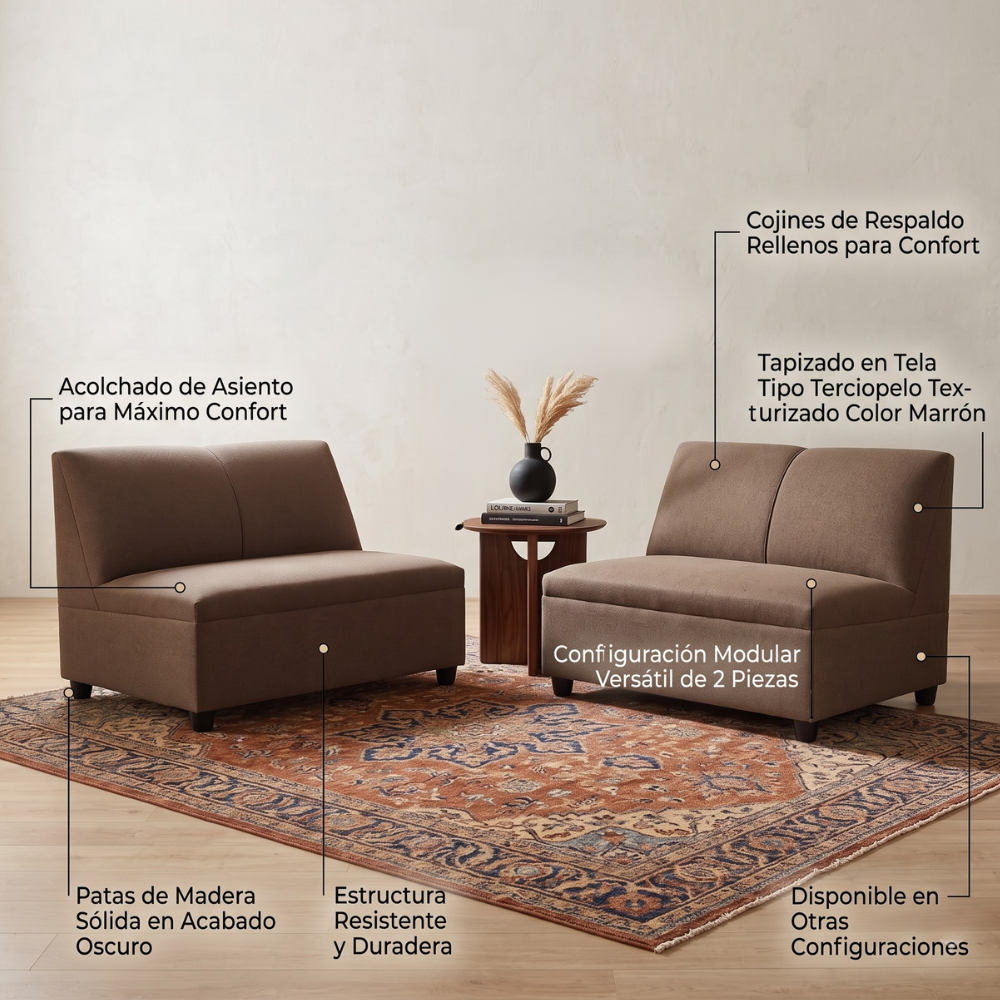 Sala Modular Katy 2 Love Seats Color Café 1000021554