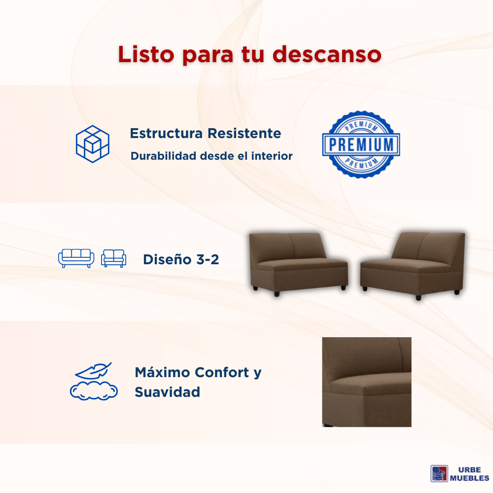 Sala Modular Katy 2 Love Seats Color Café 1000021554